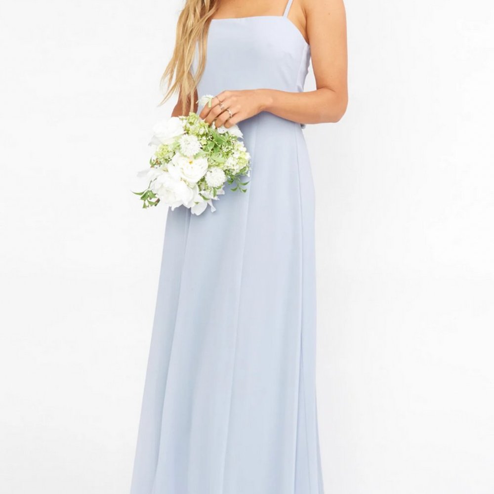 Show Me Your Mumu Lauren Tie Maxi Dress, steel blue chiffon, small